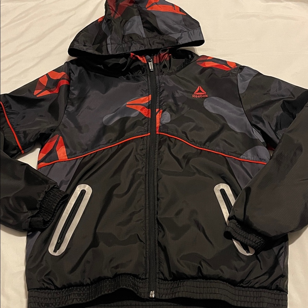 Reebok Black and Red Windbreaker Jacket